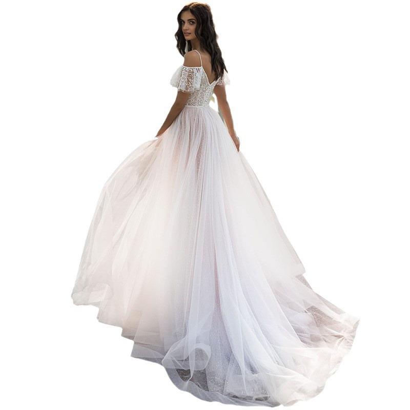 2024 Cross-Border Spring New European and American plus Size Wedding Dress Slim Fit Slim Floor-Length Fat Lace Dress